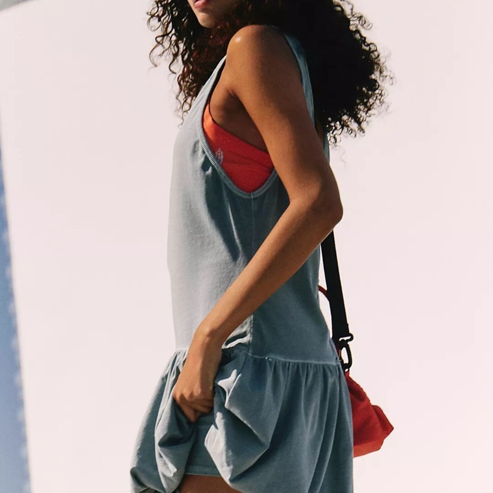 Free People Hot Shot Blue Bike Shorts and Bubble dress